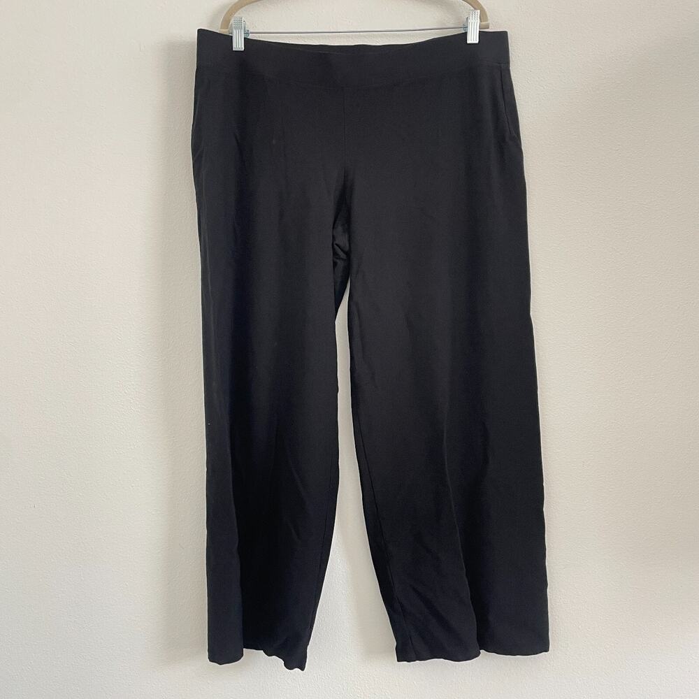 Eileen Fisher Pants Women XL Wide Leg Black Stretch Knit Office Career Minimal